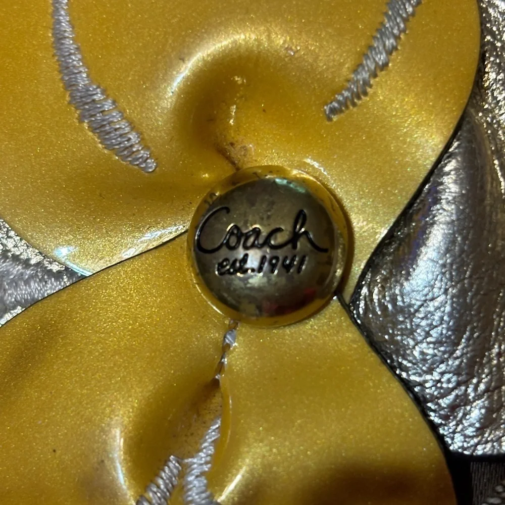 Coach Tan and Yellow Floral Crossbody Bag